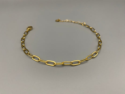 “Nexa Chain Link Bracelet is in gold and crafted from premium gold stainless steel with titanium steel construction and features a modern chain link demand gn, gold PVD plating, it measures 17 cm with a 3 cm adjustment for a sleek, durable, and stylish look.”