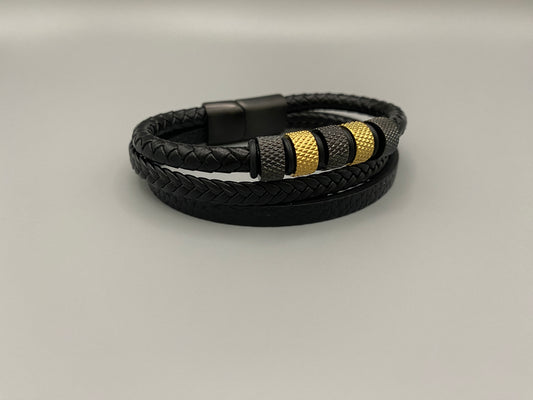 “Urban Pulse Bracelet Collection featuring leather and stainless steel bracelets, crafted with precision and elegance for the modern man, combining rugged charm with sleek sophistication.”